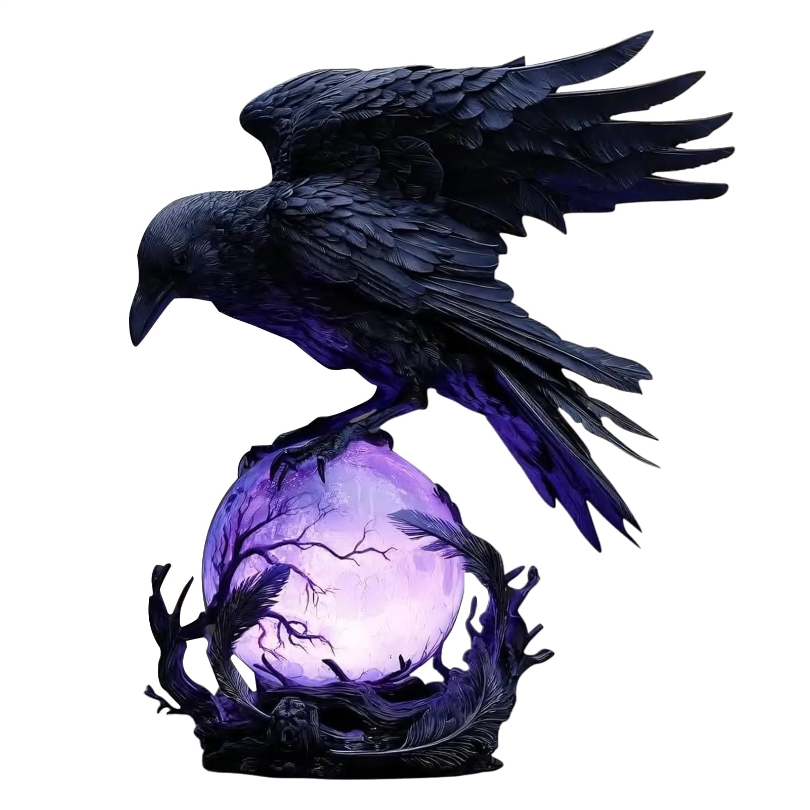 Crow Lamp | Gothic Violet LED Fantasy Home Decor,Bedside Glowing Sculpture | for Living Room Home Dorm Apartment Nightstand