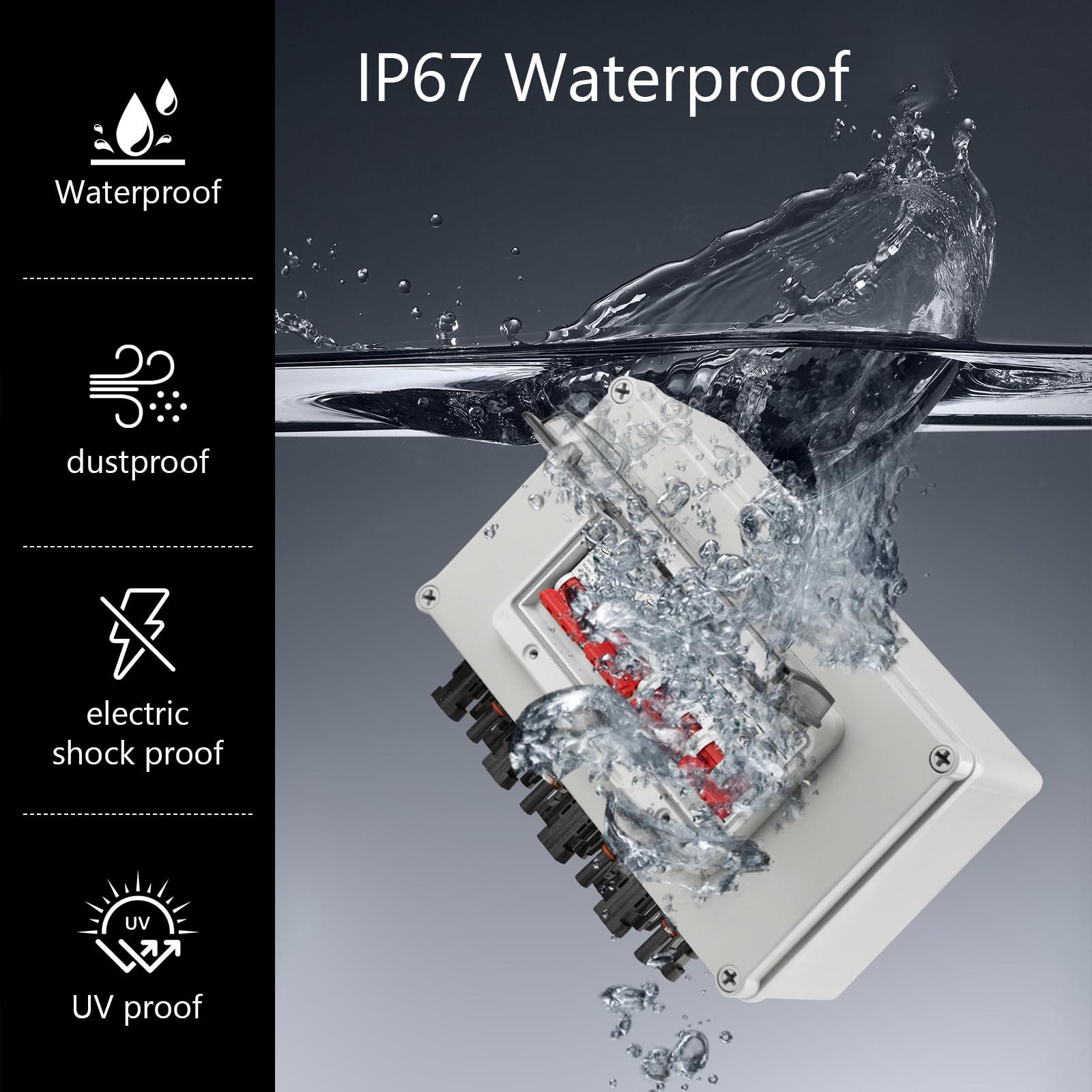 Überspannungsschutz PV, DC Trennschalter Pv Anlage DC12v-DC400v 4-String, 2P 30A Wasserdichte Solar-Combiner-Box Zur Wandmontage, Ip67 Wasserdichter Lasttrennschalter FüR Solar-PV-System
