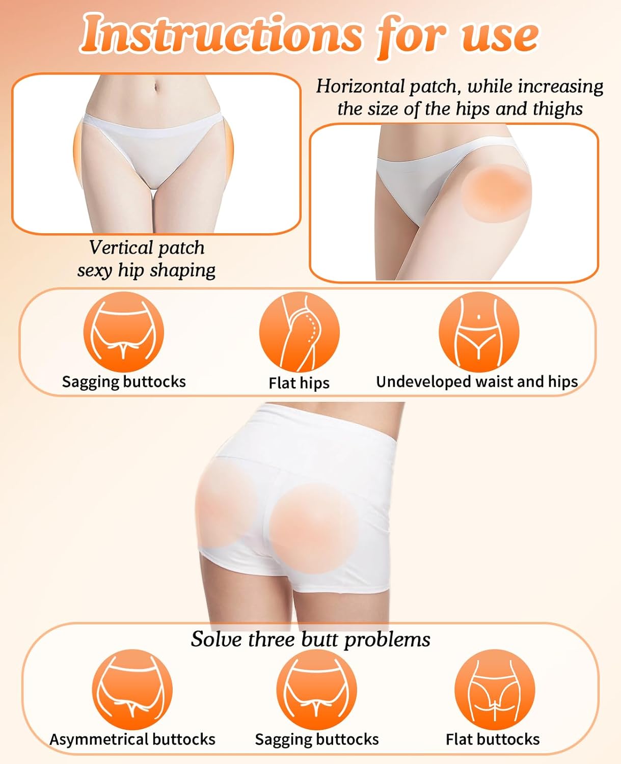 4PCS Silicone Butt Pads, Adhesive Reusable Hip Dip Enhancer Buttocks Lifter for Women - Image 4