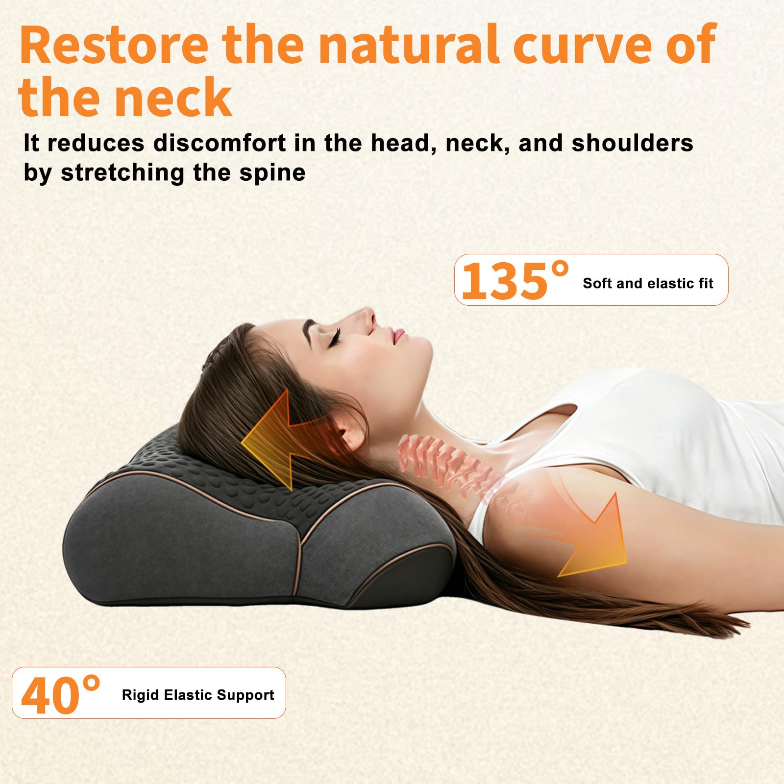 Cuscino massaggiante per il collo, con massaggio vibrante e 3 livelli, airbag elettrico a sollevamento, terapia termica a 45 °C, cuscino in memory foam per alleviare il dolore e favorire la