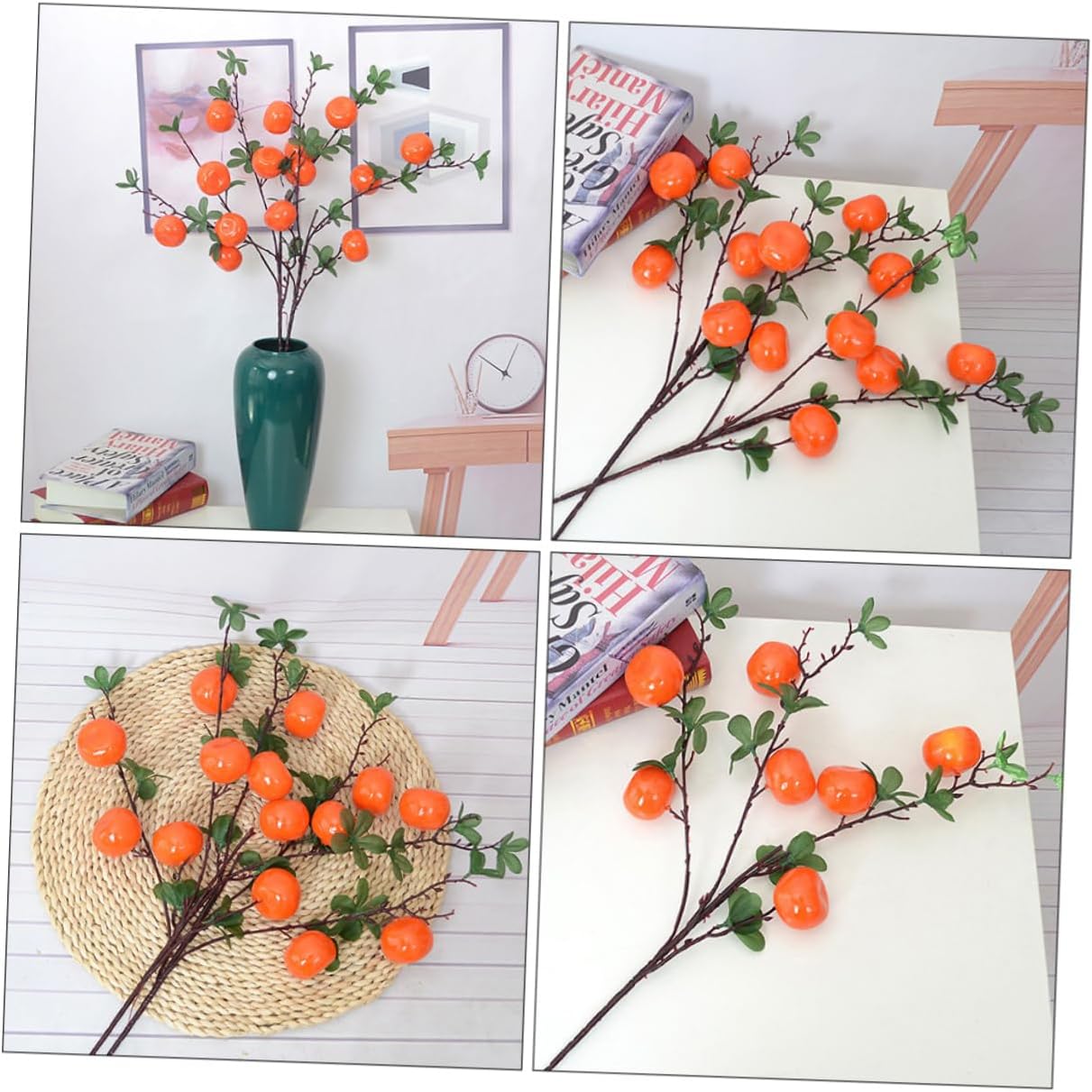 Cabilock 2pcs Artificial Orange Branch Decoration Realistic Simulated Fruit Plant Ornament for Home Office and Event Decor for Weddings Christmas and Thanksgiving Celebrations