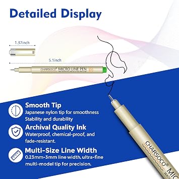 24 Pack Micro Pens, 12 Colors & 12 Black in 0.23mm - 5mm, Waterproof Archival Ink, Fine Point Pen for Artist Illustration, Sketching, Anime, Manga and Technical Drawing
