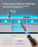 VASAGLE Kailyn Collection - Meuble TV avec LED, pour Les Téléviseurs Jusqu’à 70 Pouces, avec Étagères Ouvertes en Verre, 2 Placards avec Portes, 160 cm, Moderne, pour Salon, Chambre, Blanc LTV331T10 - 3