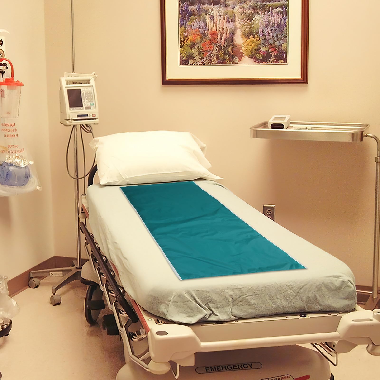 Yardwe Panno di Trasferimento Pazienti Allettati 180X75 CM Verde Rivestimento in Silicone per Posizionamento e Rotazione Agevolata Ausilio Assistenza Anziani e Letto Ospedaliero