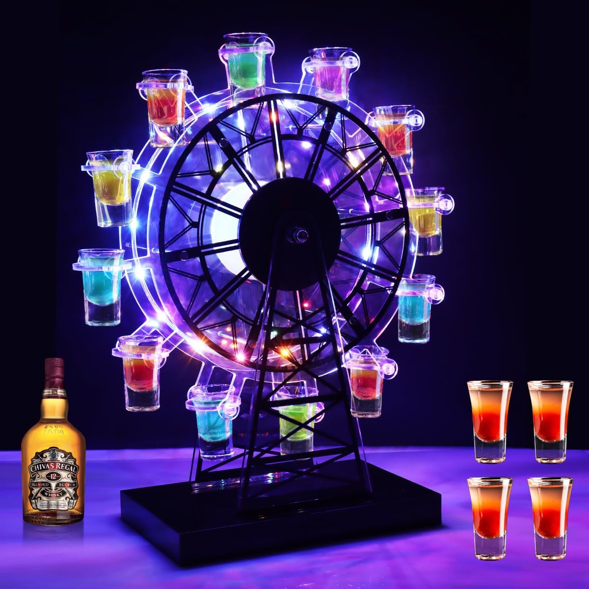 新品即日発送テキーラ観覧車 LED酒ボトルの表示棚 酒グラススタンド