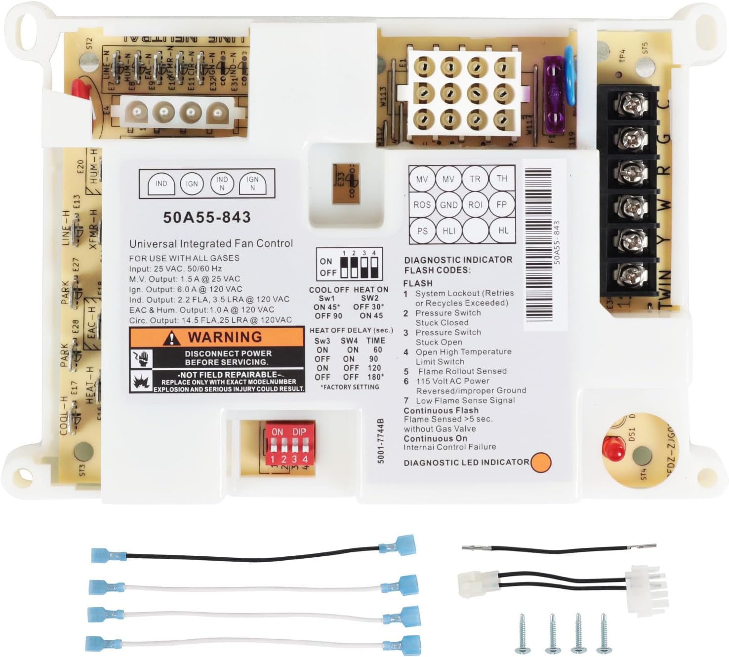 50A55-843 Furnace Control Board Replacement For White-Rodgers | Compatible with Lennox Gas