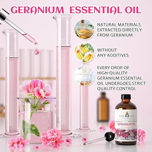 Miniatura 3 de EVOKE OCCU Aceite esencial de geranio, 4 onzas líquidas, aceite de geranio puro para la piel, difusor, aromaterapia, 4.0 fl oz