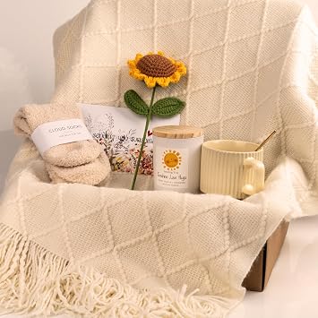 Anforsun Sending Sunshine Sunflower, Thinking of You Care Package Unique Gift Baskets for Women, Best Friend Birthday and Get Well Soon