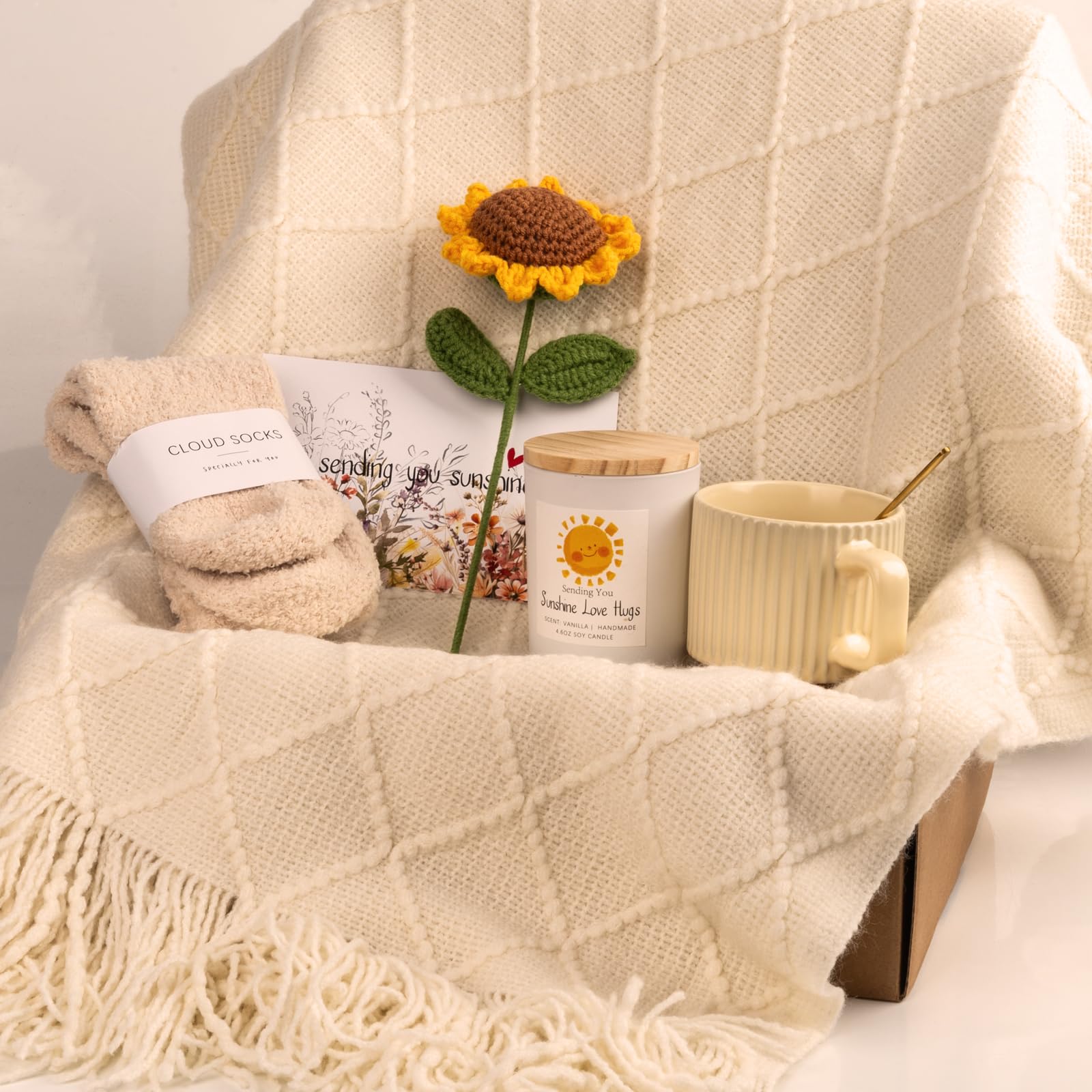 Anforsun Cestas de regalo únicas para mujeres con diseño de girasol, diseño de girasol, diseño de girasol, ideal para regalar a tu mejor amiga 4