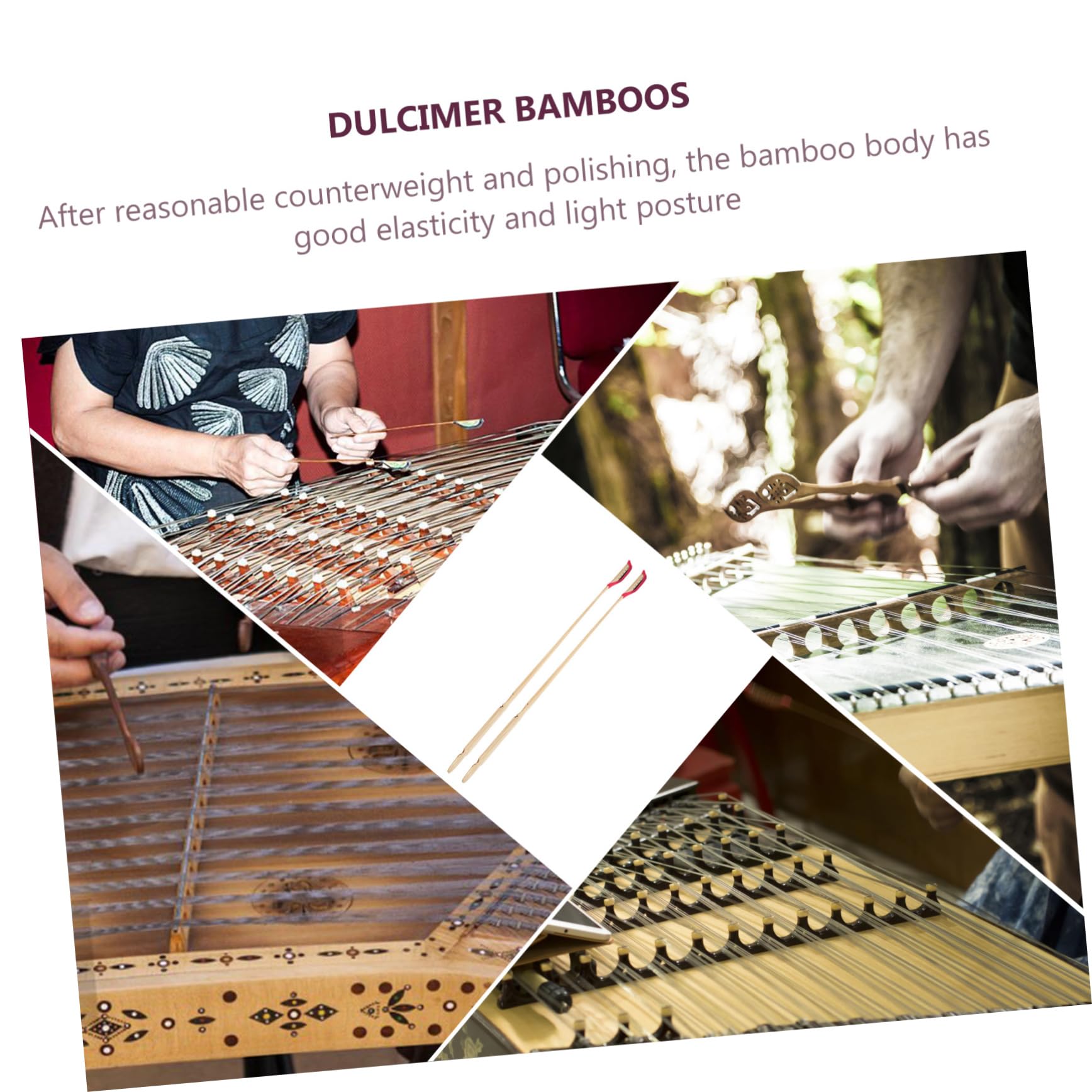 VICASKY 2pcs Yangqin Bamboo Yangqin Hammer Dulcimer Mallet Yangqin Jean Ebony Head for Yangqin Dulcimer Accessories Stretch Jeans Durable Dulcimer Bamboo Yueqin Ebony Bar - Image 3