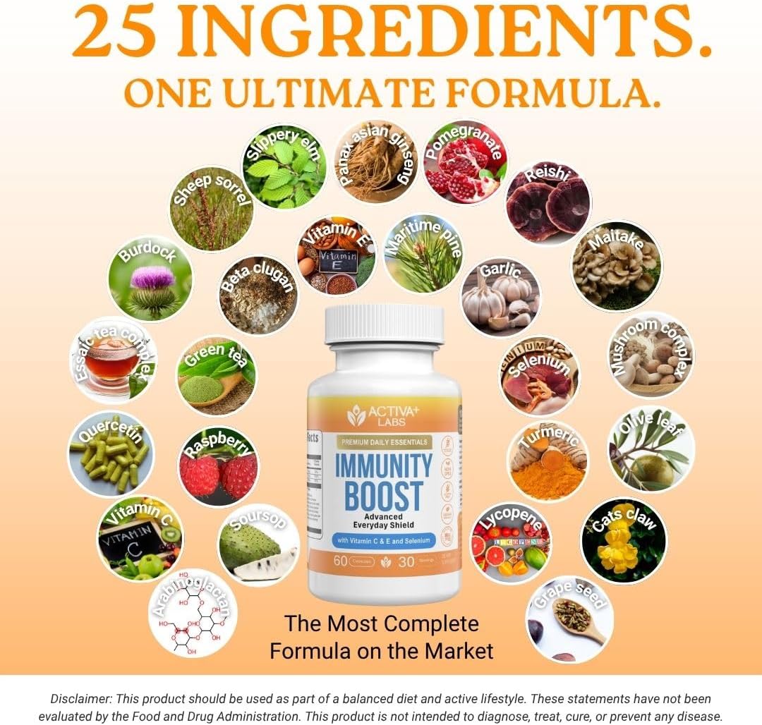 Activa+ Labs Immunity Boost Immune Support Supplement with Vitamin C, Vitamin E, Selenium & Herbal Antioxidant Complex | Gut & Energy Balance | Non-GMO, Sugar-Free, Vegan | 60 Capsules 30 Days Supply - Image 5