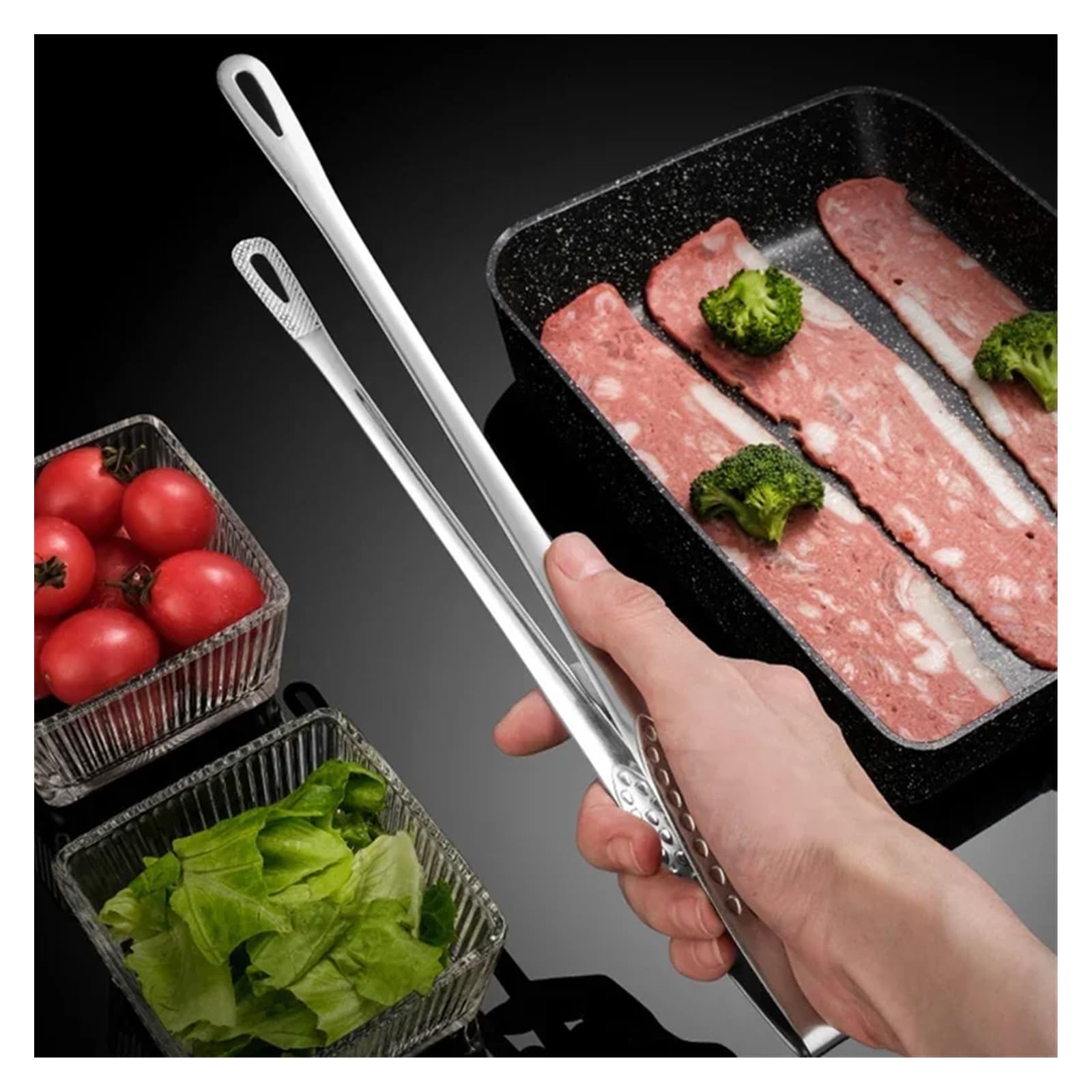 Szczypce do grilla, Szczypce kuchenne do grilla Szczypce do grilla ze stali nierdzewnej Klips Szczypce do mięsa do grilla BBQ Pęsety do gotowania Przybory kuchenne Akcesoria kuchenne(28cm)