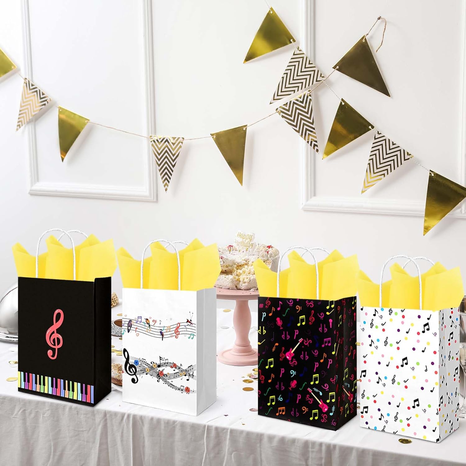24Pack Muiscal Notes Paper Gift Bags Colorful Musical Party Favor Bags for Baby Shower Music Themed Birthday Party Supplies - Image 6