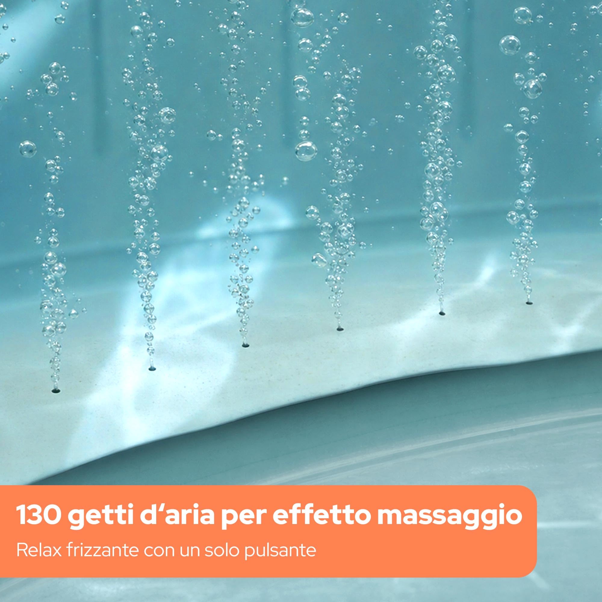 Arebos Spa idromassaggio 2400W | Piscina all'aperto | per 6 persone 185x185cm | 130 getti massaggianti | 910 L con riscaldamento | Funzione di gonfiaggio con un pulsante | Copertura inclusa | Bubble S