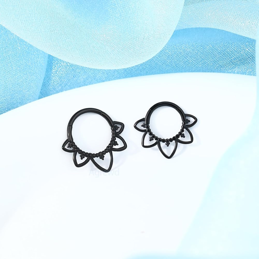 Agrewd Joyería de Piercing para Tabique Flores de Loto Anillo de Tabique 16G Joyería de Piercing Daith Joyería de Piercing Hélice Pendientes de Cartílago Aro para Mujeres Hombres, 16G8MM, Acero Agrewd Joyería de Piercing para Tabique Flores de Loto Anillo de Tabique 16G Joyería de Piercing Daith Joyería de Piercing Hélice Pendientes de Cartílago Aro para Mujeres Hombres, 16G8MM, Acero