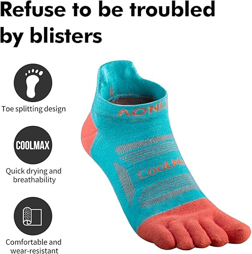 Miniatura 3 de AONIJIE COOLMAX - 3 pares de calcetines para correr para mujeres y hombres COOLMAX transpirables de cinco dedos