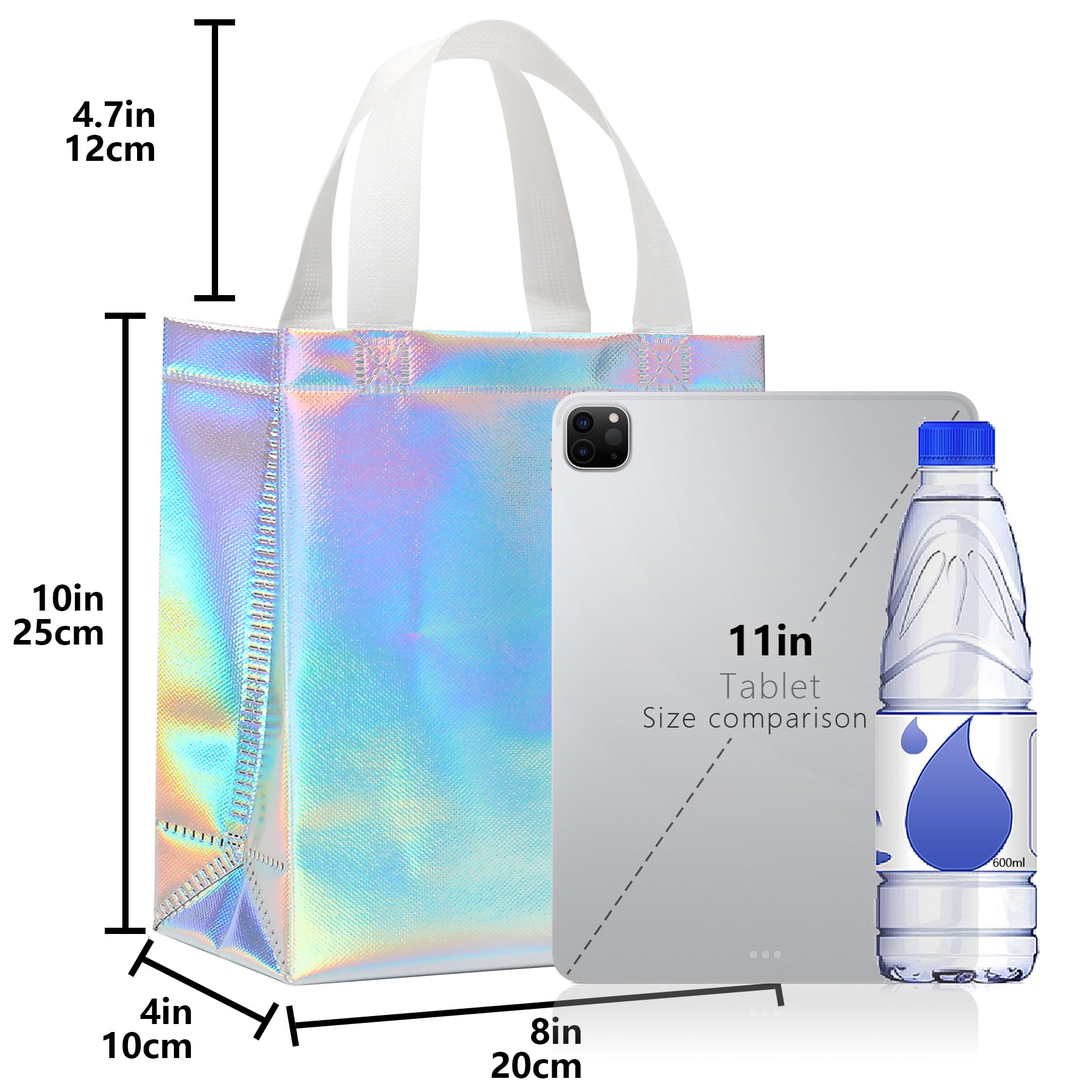 KeerxunBag 12pcs Reusable Gift Bags（Includes Tissue Paper） Gift bag with handle Birthdays Parties Holidays Weddings Medium 10x4x8in colorful