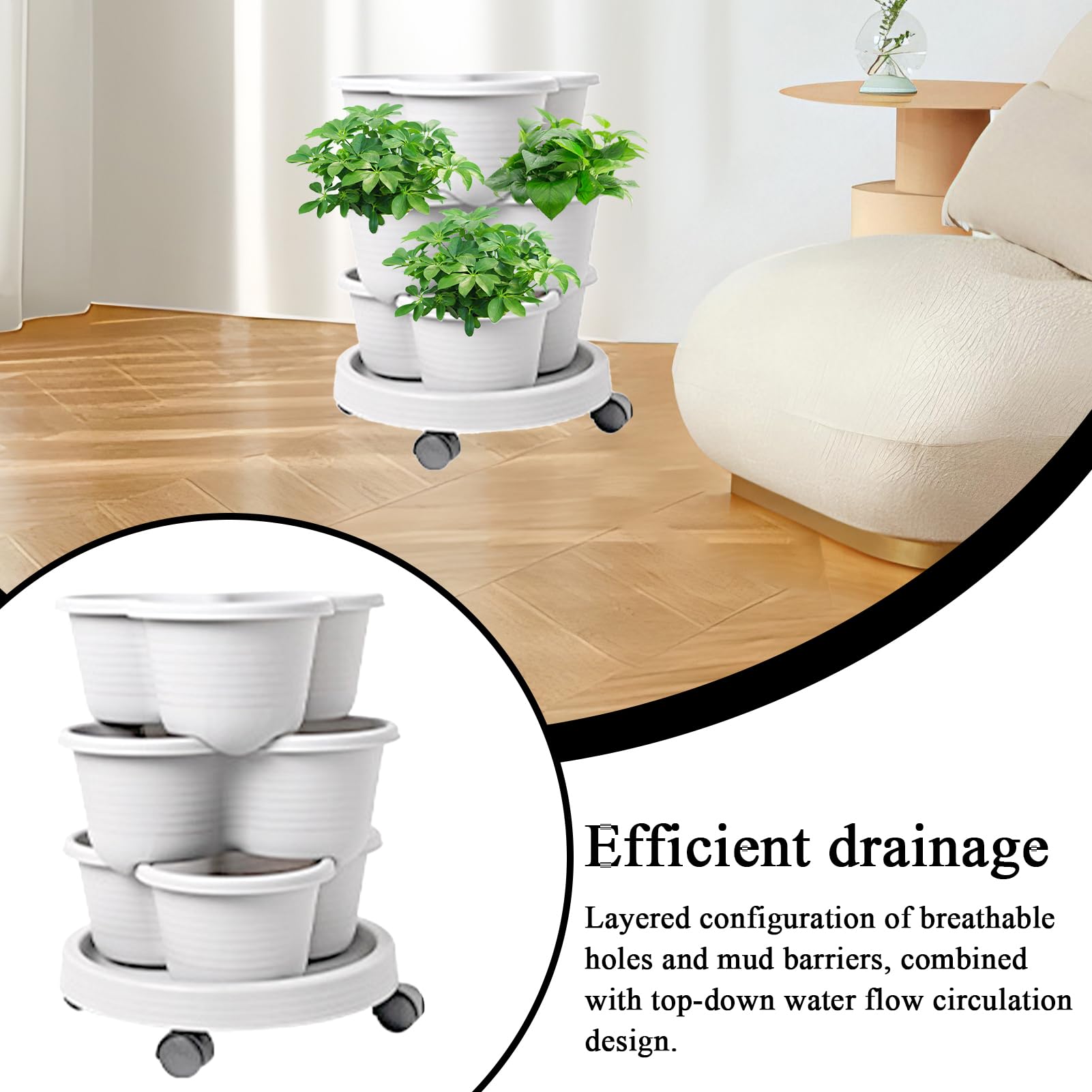 Torre de Jardín De Cultivo En Contenedor con Ruedas Extraíbles | de Cultivo en Torre de Jardín Apilable Kit De Herramientas Para Verduras, Suculentas Y Fresas, Interior Y Exterior