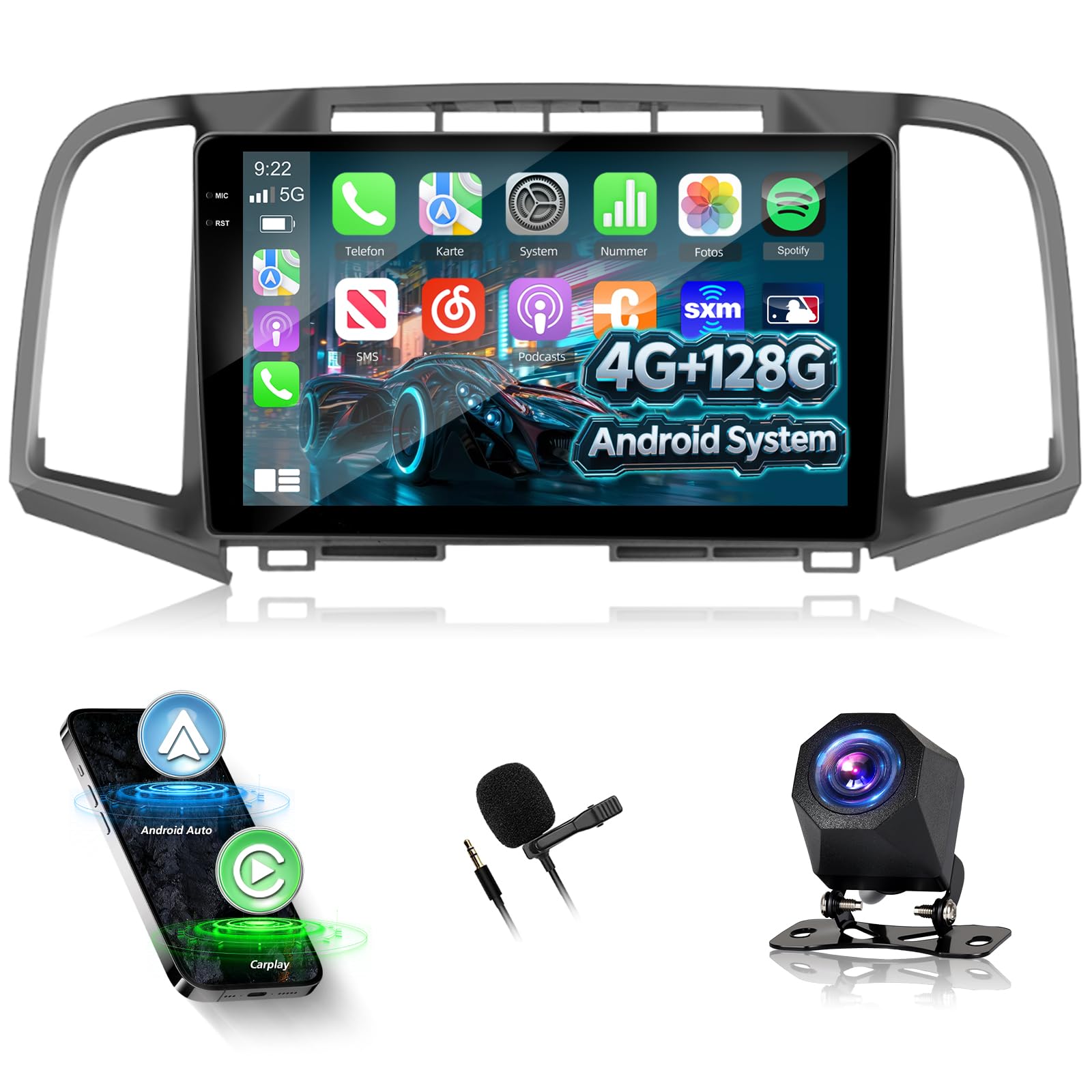 View 1 of [4+128G] NHOPEEW Car Radio for Toyota Venza 2008-2016 - Wireless Carplay and Android Auto - 9 Inch Incell Touchscreen Android Car Stereo - EQ Audio/GPS Navi / 5GHz WiFi/SWC + AHD Backup Camera