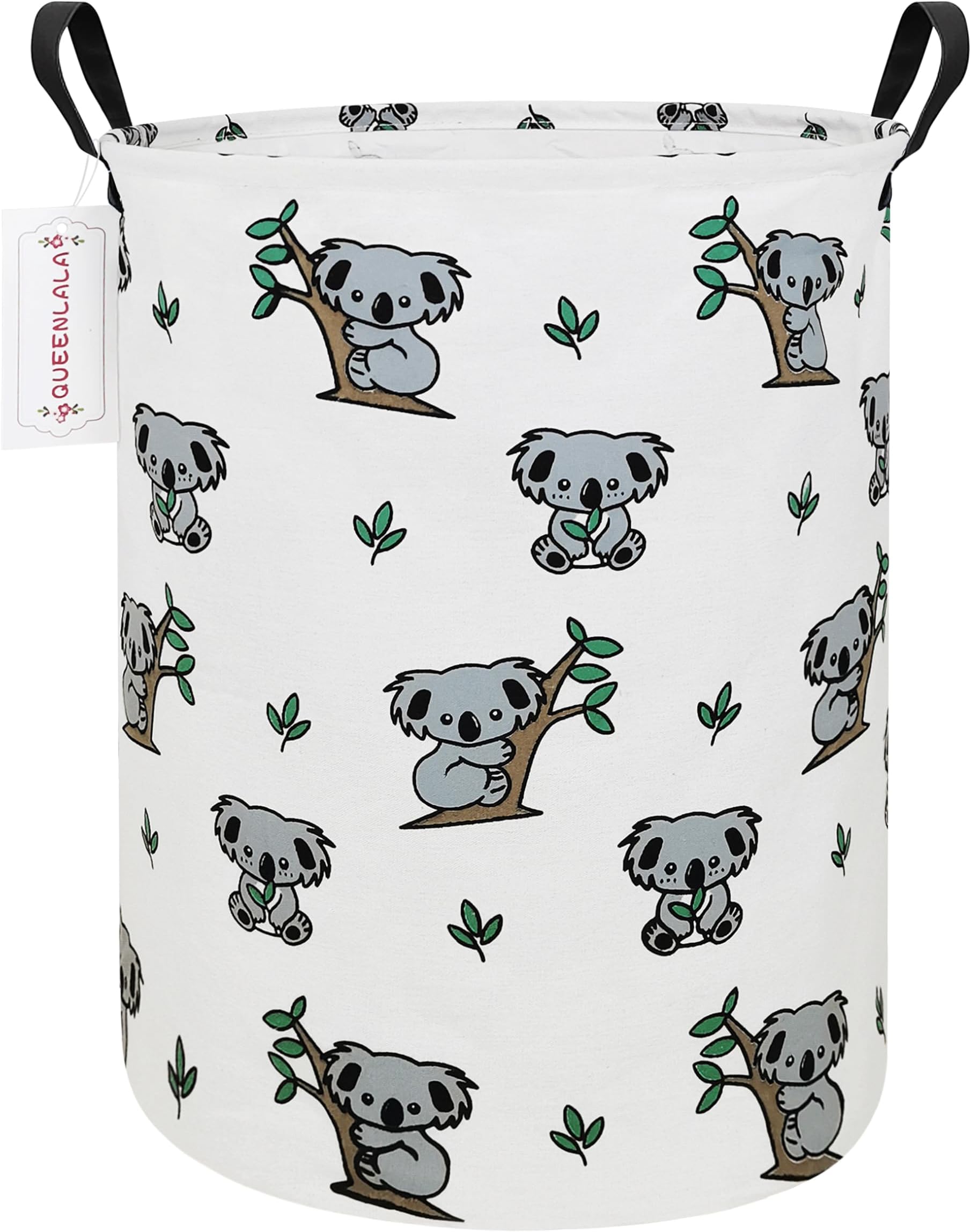 QUEENLALA Large Storage Basket,Laundry Hamper（Round-Koala）