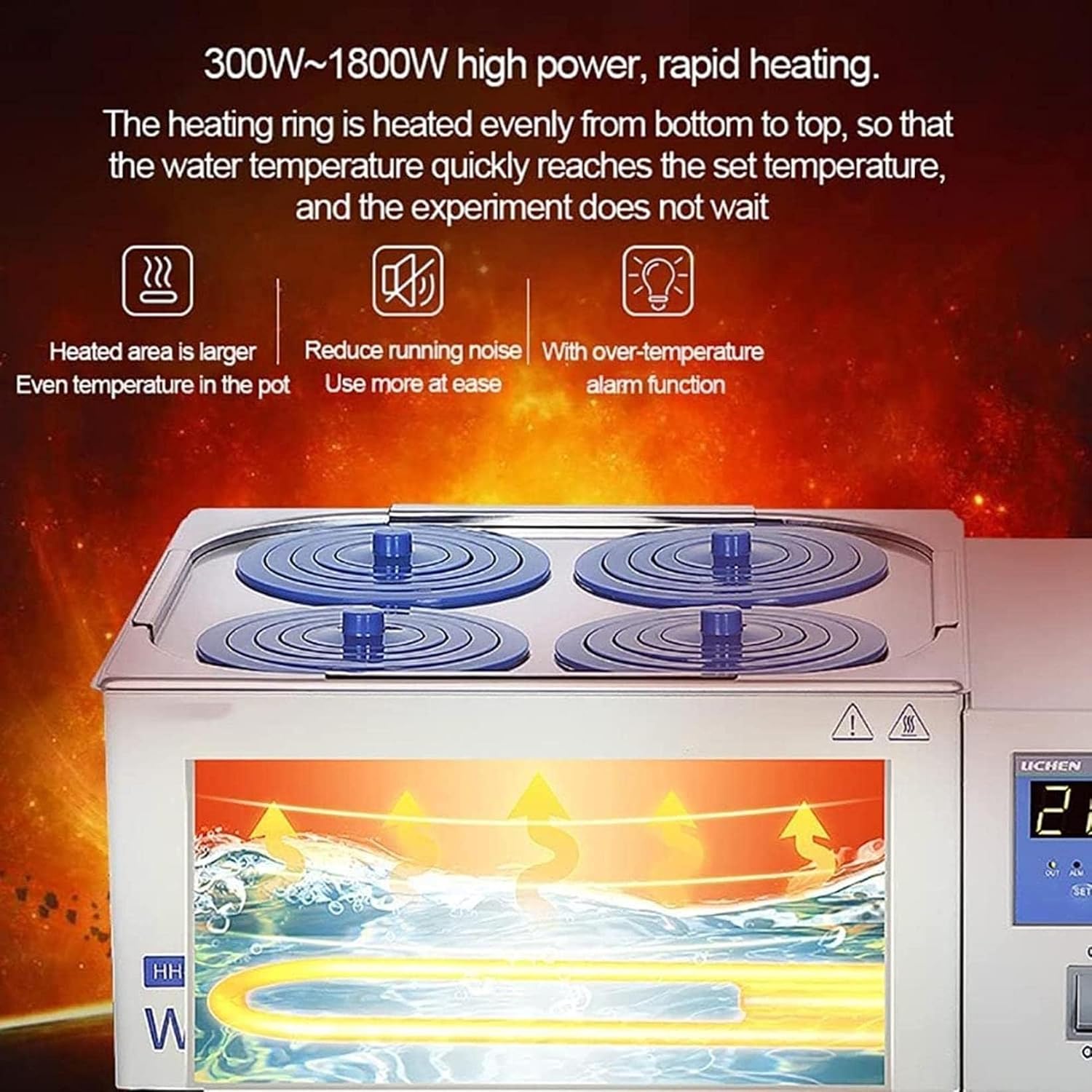 Electric Lab Water Bath Heater, 1/2/4/6/8 Holes Scientific Digital Laboratory Water Bath with Protective Cover Lid for Lab Experiment Use(1hole)