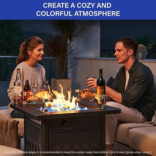 Miniatura 8 de NUPICK Vidrio de fuego de 10 libras para fogata, vidrio de fuego templado mixto de 12 pulgada en mezcla Bahama para fogata de propano y chimenea de