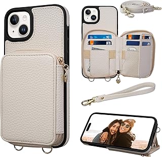 Keallce Compatible with iPhone 15 Plus 6.7 inch Case Wallet, Crossbody Zipper Purse with RFID Blocking Card Slots Kickstan...