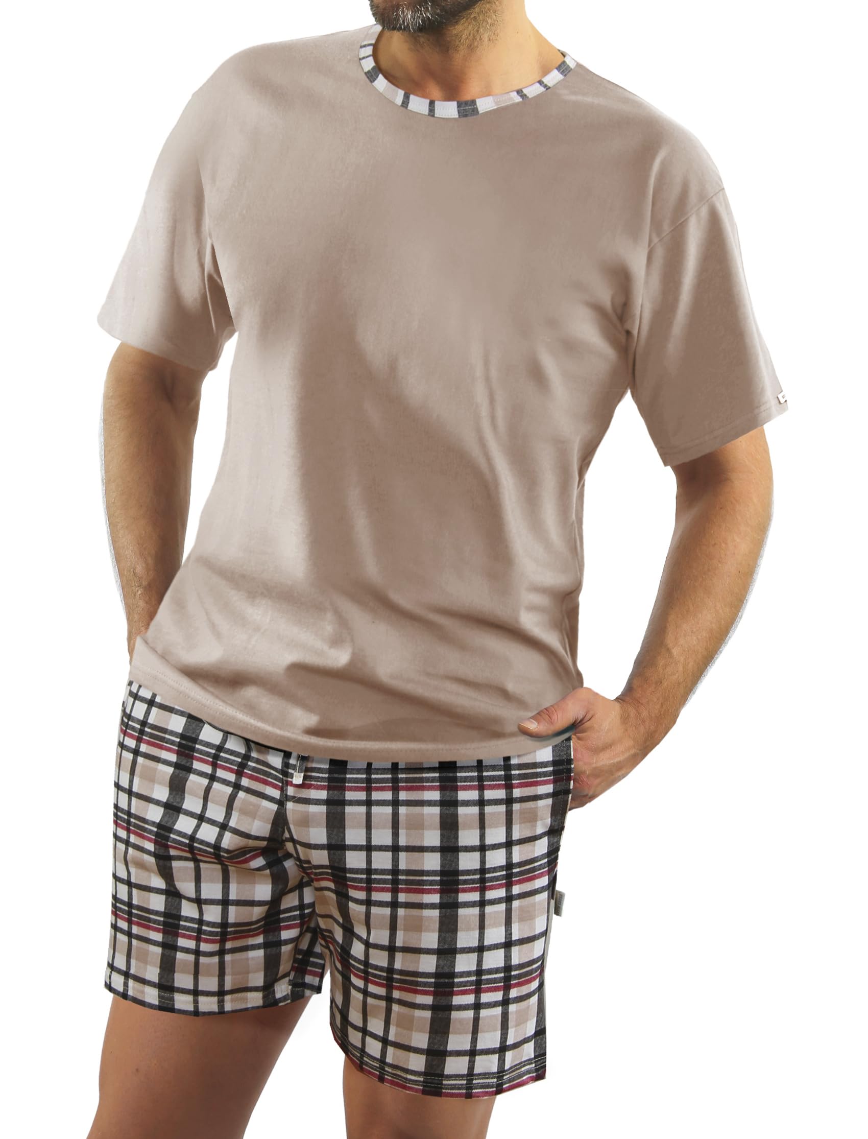 sesto senso Pajamas Uomo Corto Cotone Tshirt Pantalonici Set Manich Corte Estate