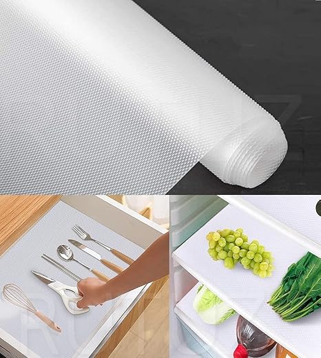 RUTUZ Multipurpose 45cm X 5m Anti-Slip Plastic Sheets for Kitchen Cabinets, EVA Shelf Liners for Kitchen Shelves, Drawers, Fridge, Cupboard, Super Strong Kitchen Shelf Sheets Mat Roll (Transparent)