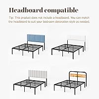 Vista 7 de ZIYOO - Base de cama tamaño Queen, base de cama con plataforma de 35 cm, listones de acero resistente de 3500 libras, diseño antideslizante,