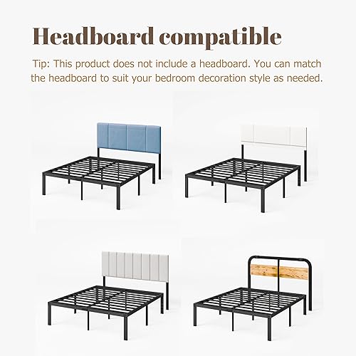 Miniatura 89 de ZIYOO Base de cama individual con listones de acero resistente, marco de cama de plataforma de 14 pulgadas, diseño antideslizante, no necesita