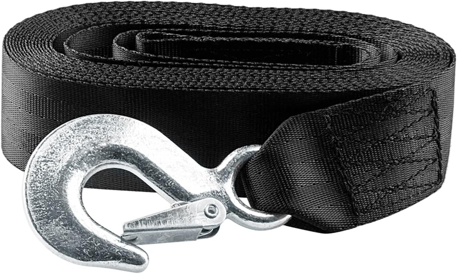 2 Inch by 20 Feet Trailer Winch Strap with Hook Heavy Duty Strap Replacement 10000 lbs Breaking Strength 3300 lbs Load Capacity for Boat,Jet Ski, Black, 1 Pack