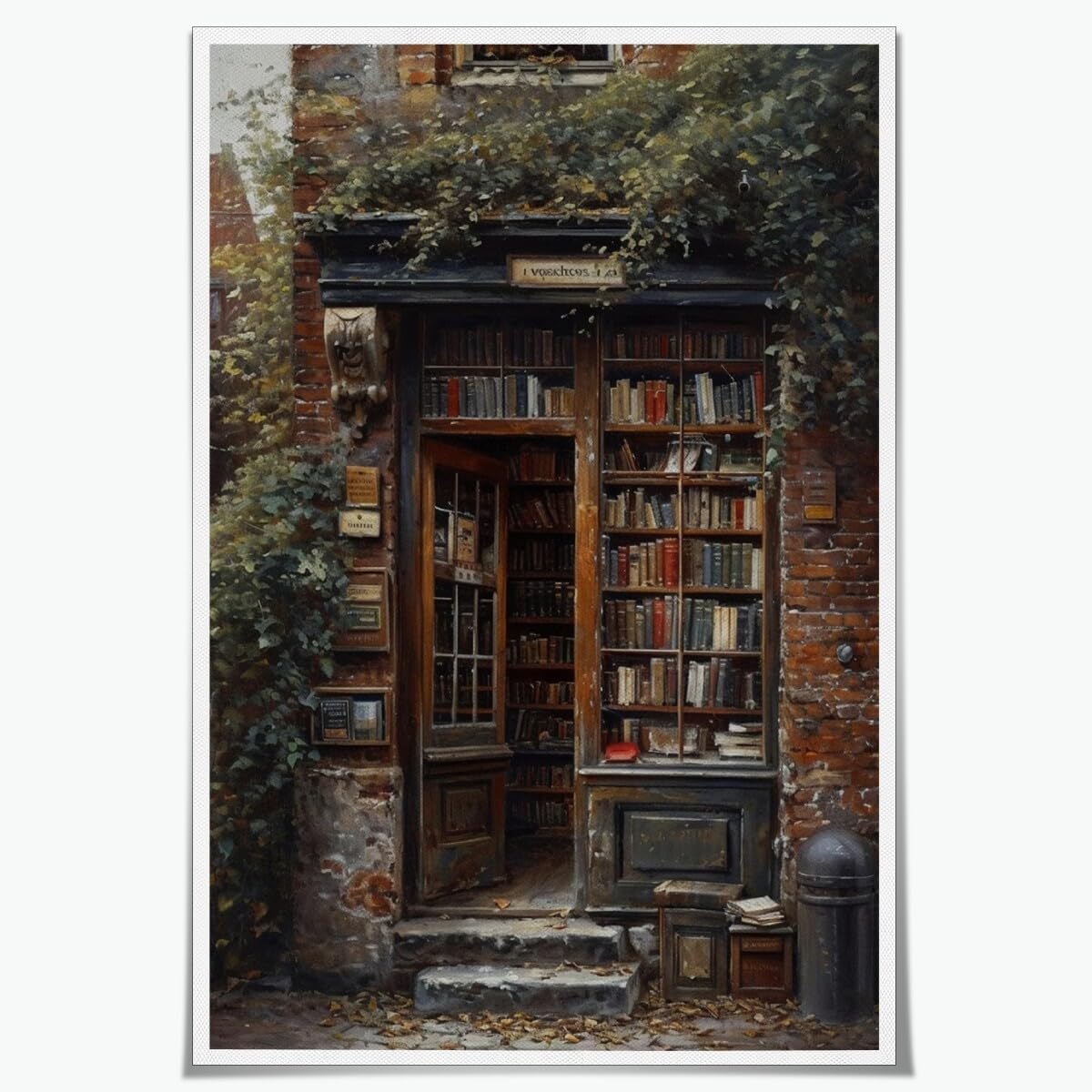 IBYRJAH Moody Vintage Library Oil Painting Poster Canvas