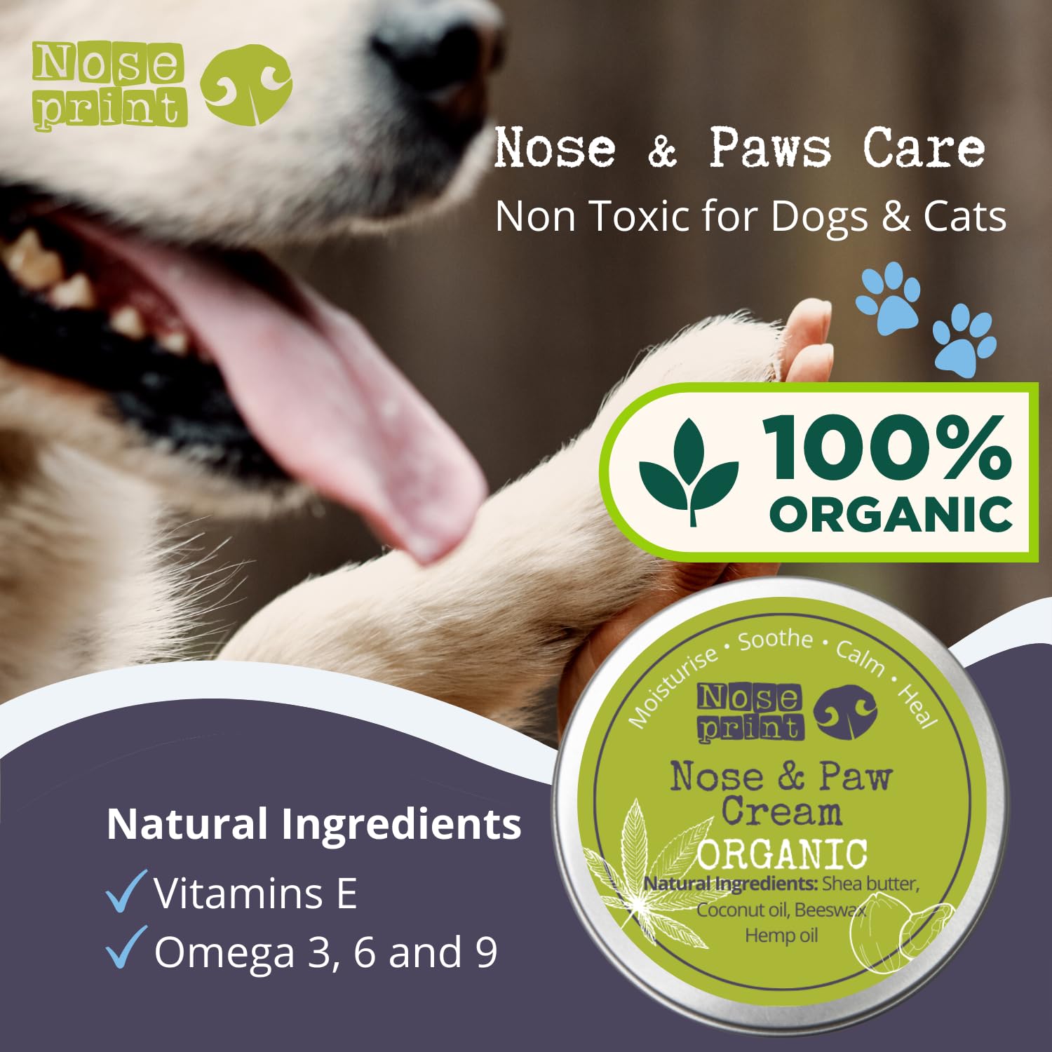 Baume bio 30 ml 100 % naturel pour nez et pattes de chien | Pour chiens hydratant hydrate et adoucit soulage les coussinets secs et craquelés (30 ml, 1), blanc