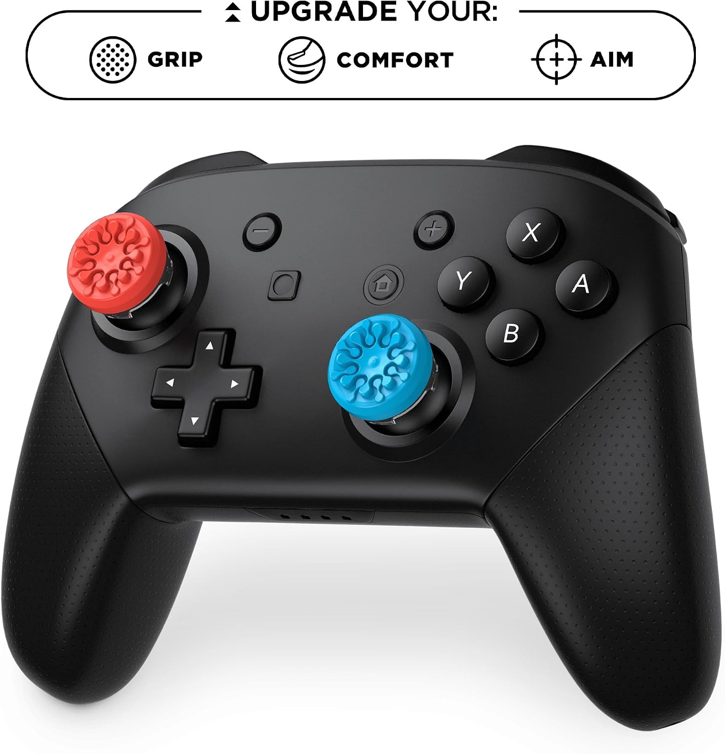 KontrolFreek Splash for Nintendo Switch Pro Controller | Performance Thumbsticks | Concave | Blue/Red