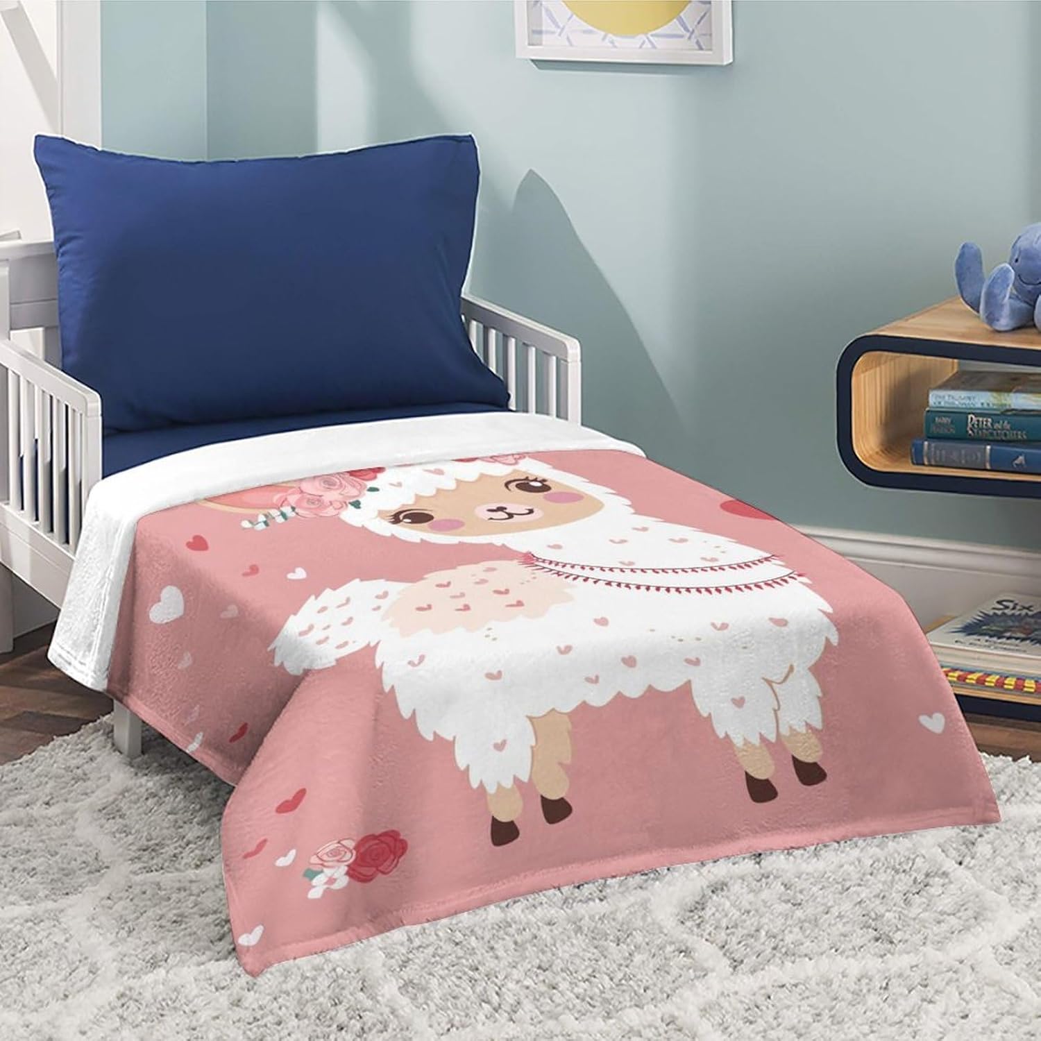 Valentine's Day Llama Fleece Throw Blanket for Couch - Thick Fuzzy Warm Soft Dog Blankets and Throws for Sofa, 40x50 Inches