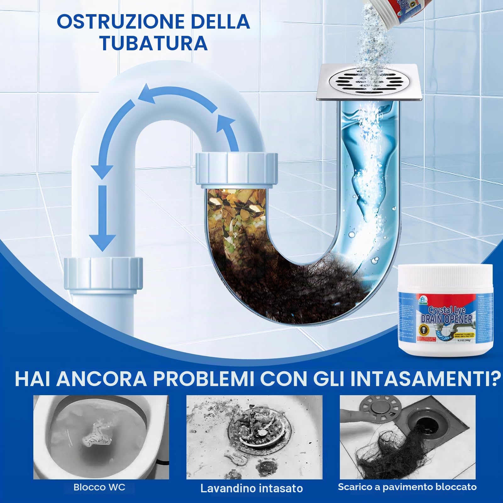 Bell Bird Crystal Lye - Apriscatole di idrossido di sodio, potente rimozione degli intasamenti per lavelli da bagno e cucina, scarichi e tubi doccia -Set di 2 Bottiglie