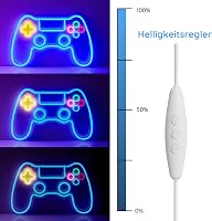 NELUX Gamer Kontroller Neon LED Világítás - Fali Dekoráció Játékszobába, USB Csatlakozás, Fényerőszabályzó, 41x26,5 cm 3