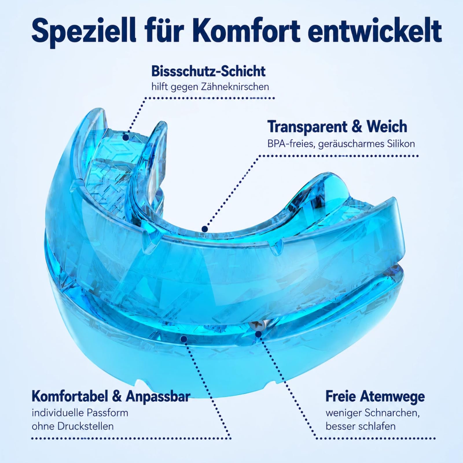 Schnarchstopper Anti Schnarch, Schnarchschiene gegen Schnarchen, Reduziert Zähneknirschen, Verbessert den Schlaf für Männer und Frauen (Blau)
