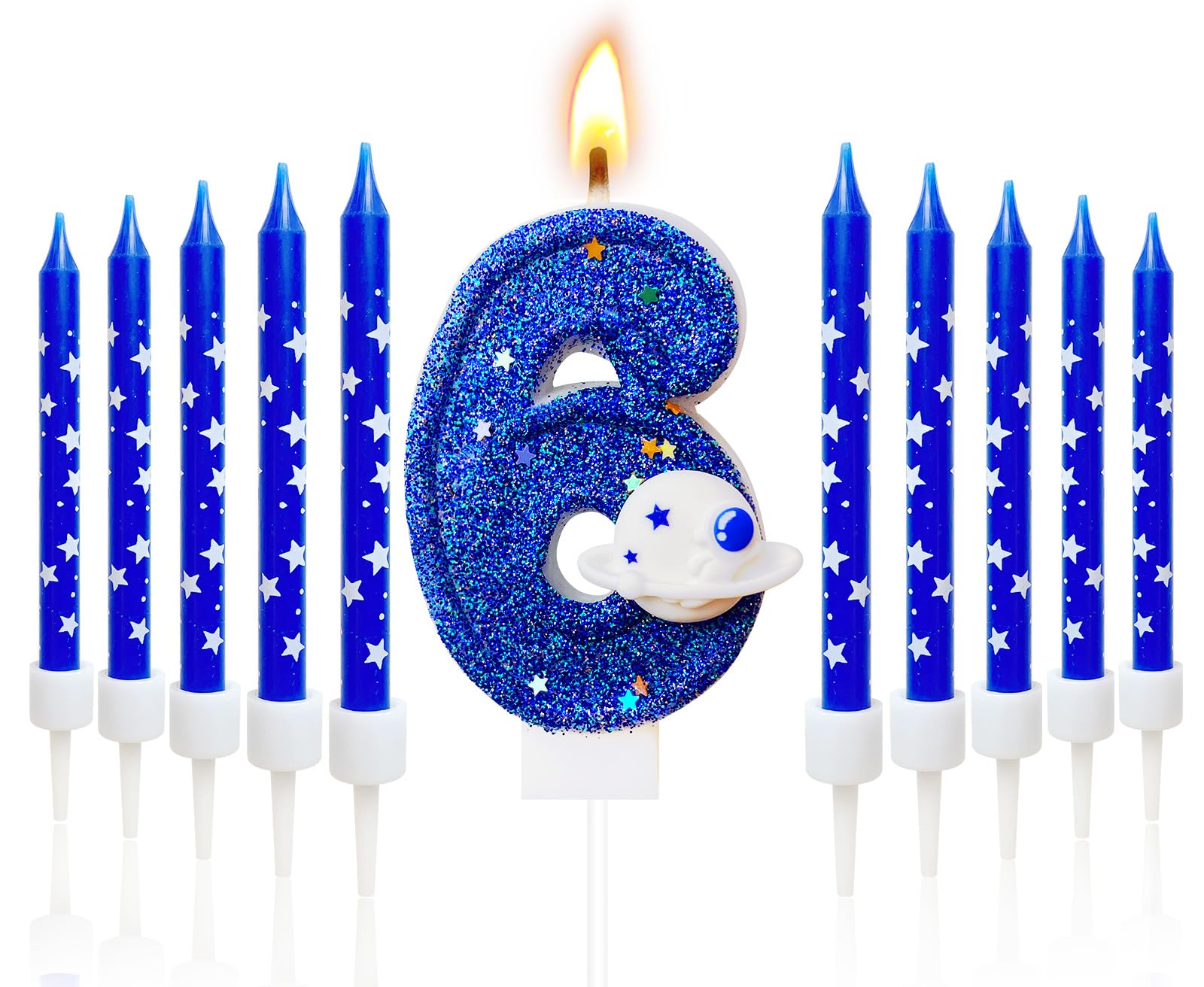 11 velas de cumpleaños con temática espacial de astronauta, del 0 al 9, velas de cumpleaños con números de nave espacial y velas espaciales, decoración de pastel de astronauta, decoración de pastel