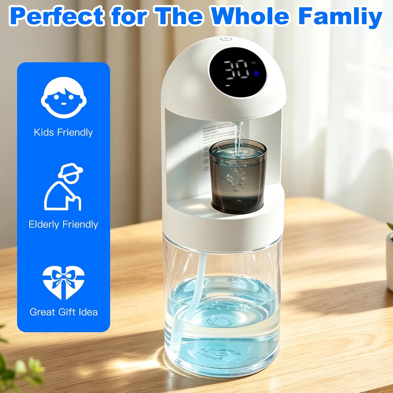 Automatic Mouthwash Dispenser for Bathroom, 20.3 oz Touchless Electric Wall Mounted Mouth Wash Dispenser with 4 Magnetic Cups, 4 Modes, LED Display, Bathroom Accessories Set for Kids and Adults