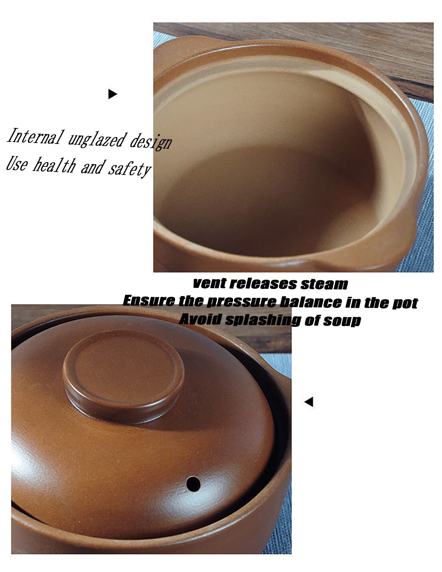 garnek ceramiczny, Gotowanie Gliniany garnek Gorący Gliniane garnki Retro styl(1.1l)