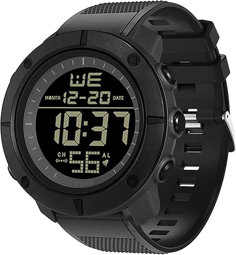Relojes militares para hombre, tácticos, al aire libre, 5ATM, impermeable, alarma, cronómetro, digital, para correr, reloj táctico, Negro -, Deporte
