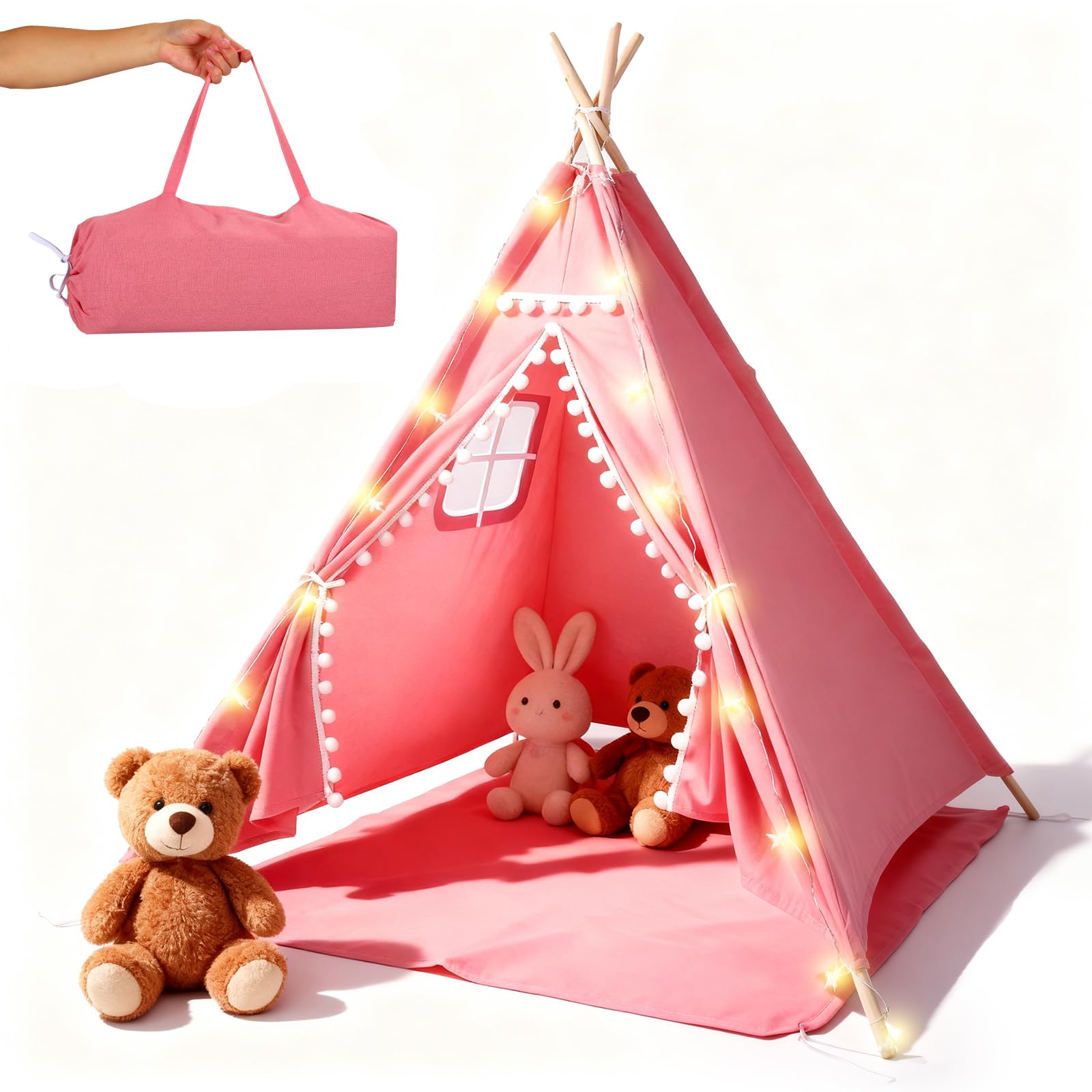 Tipi Zelt für Kinder 120x140cm, Tippi Kinderzelt Indoor Outdoor