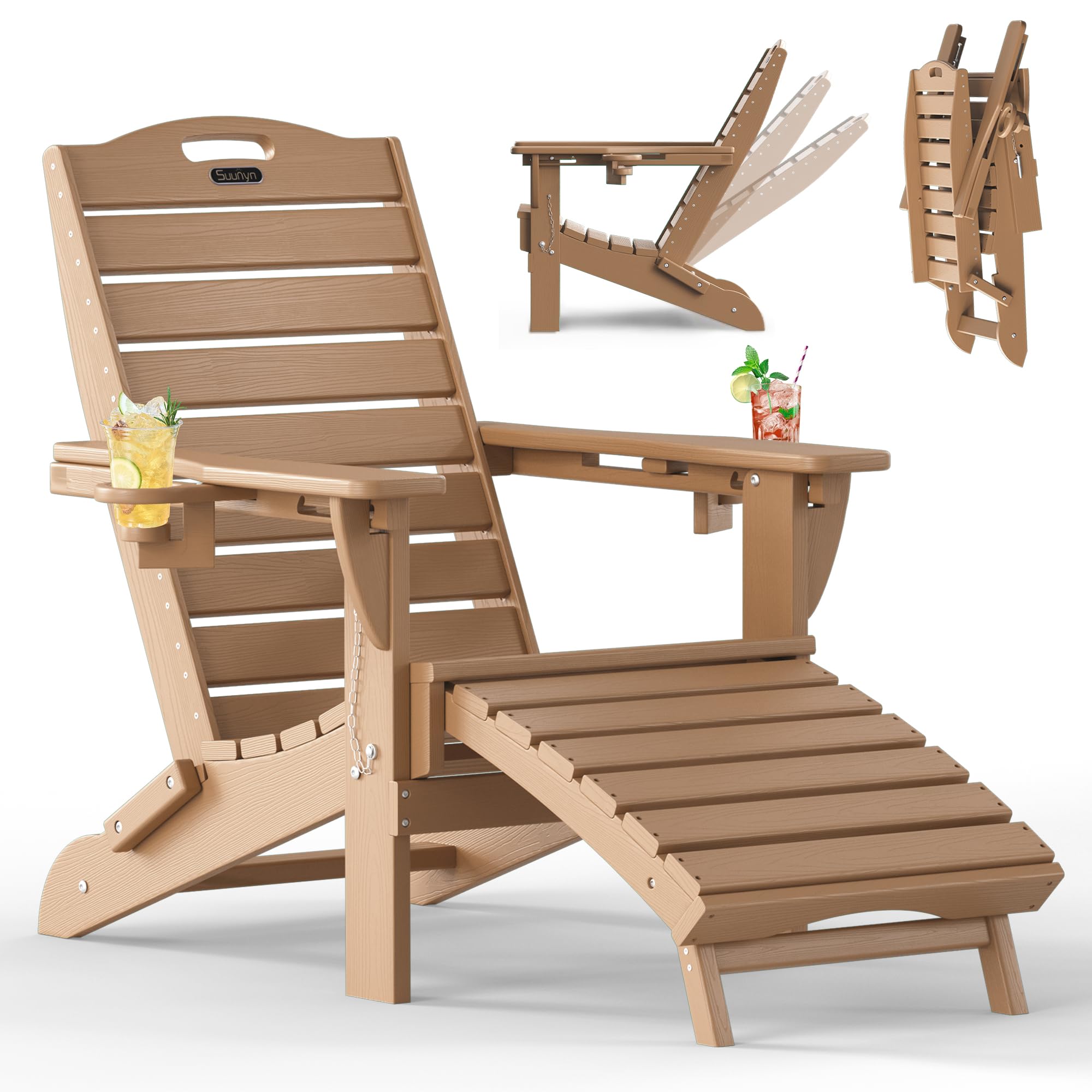 Amazon.com : SUUNYN Folding Adirondack Chair with Retractable