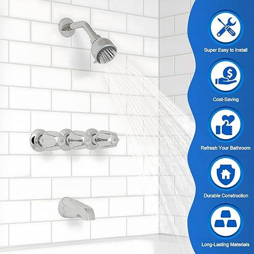 Miniatura 10 de Dreyoo Pomo de ducha de 3 piezas de repuesto compatible con preciopfister Verve - Kit de remodelación de manija de grifo de ducha de bañera, incluye