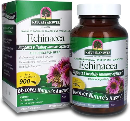 Natures Answer Echinacea Purpurea Hierba Vegetariana Vegana 900 mg 90 Cápsulas Sin GMO Sin Gluten