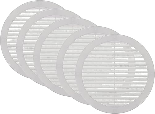Miniatura 15 de Vent Systems 4 pulgadas (dimensiones de apertura) - Paquete de 5 - Cubierta de ventilación de alero negra - Rejilla de ventilación de aire redonda