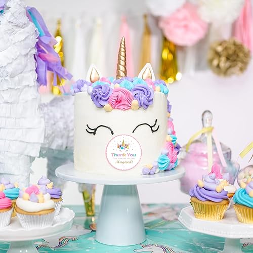Miniatura 6 de PartyNow Paquete de 40 calcomanías de unicornio | Bonitas calcomanías de un solo uso para fiestas temáticas de unicornio, recuerdos de fiesta de