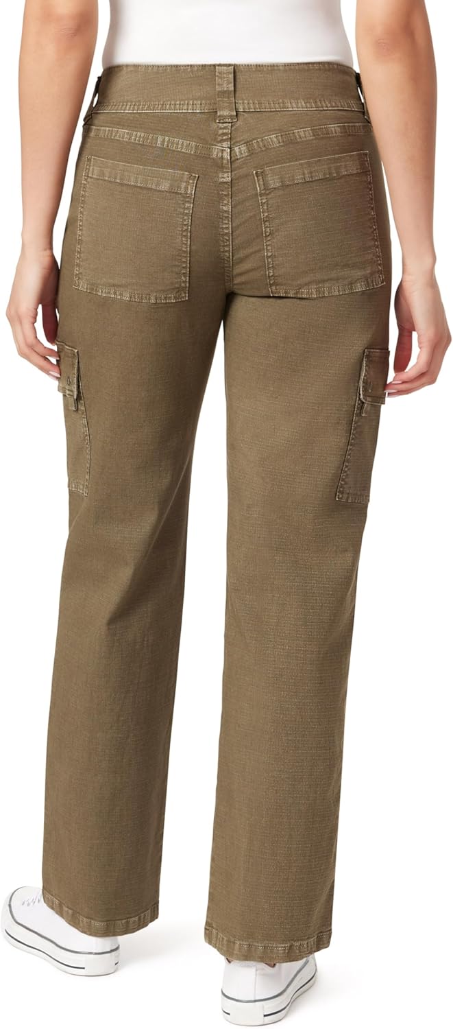 WallFlower Womens Luscious Curvy Twill Relaxed Cargo Straight Mid Rise Insta Stretch Juniors Pants - Image 2